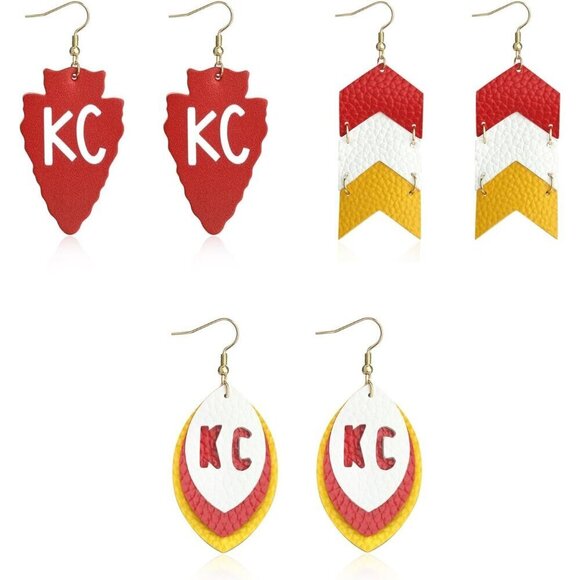 Jewelry - Leather Earrings for Football Fans Kansas City Inspired Jewelry Drop